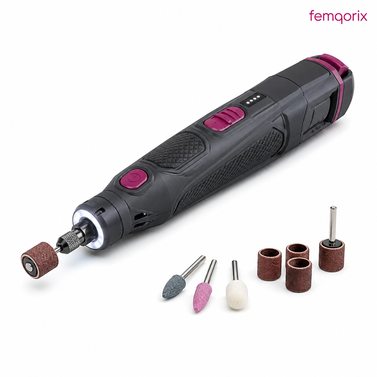 FEMQORIX 8V Cordless Rotary Tool Kit – Variable-Speed Grinder with 80 Accessories